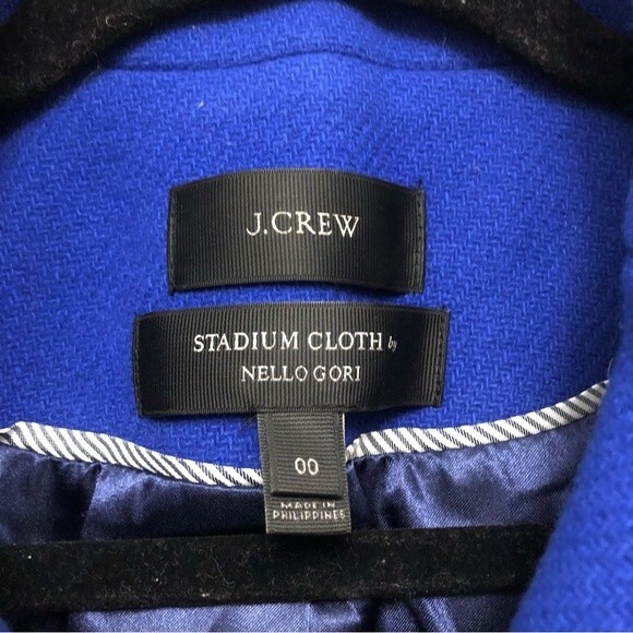 J Crew Pea Coat Jacket Majesty Stadium Cloth Royal Blue Wool Goldtone Buttons 0 - Picture 3 of 6